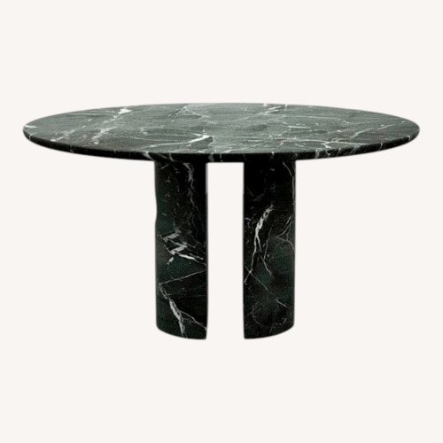 Used Circular 52-inch Black Marble Meta Dining Table for sale on AptDeco