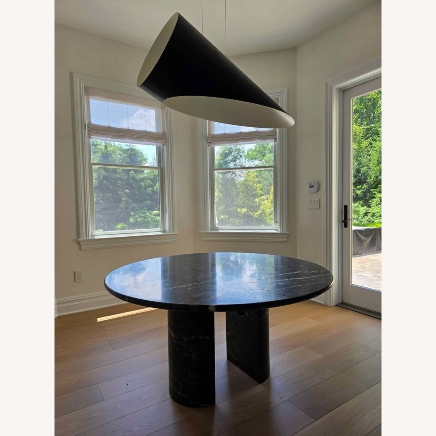 Circular 52-inch Black Marble Meta Dining Table - image-3