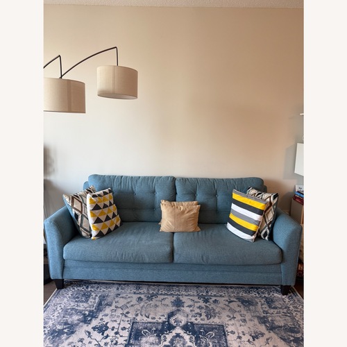 Used Raymour & Flanigan Blue Fabric 3+ Seater Sofa for sale on AptDeco