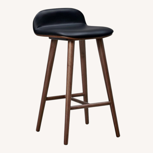 Used West Elm MCM Bar Dining Table with Leather Stools for sale on AptDeco
