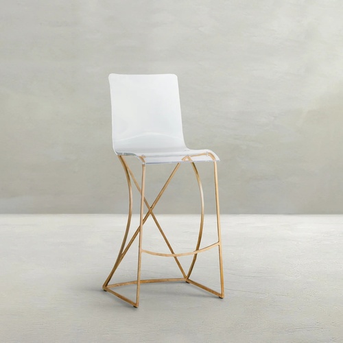 Used Amazon 30" Bar Height Stools in Acrylic & Gold for sale on AptDeco