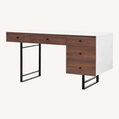 Used Four Hands Barton Tucker Desk White Lacquer Walnut for sale on AptDeco