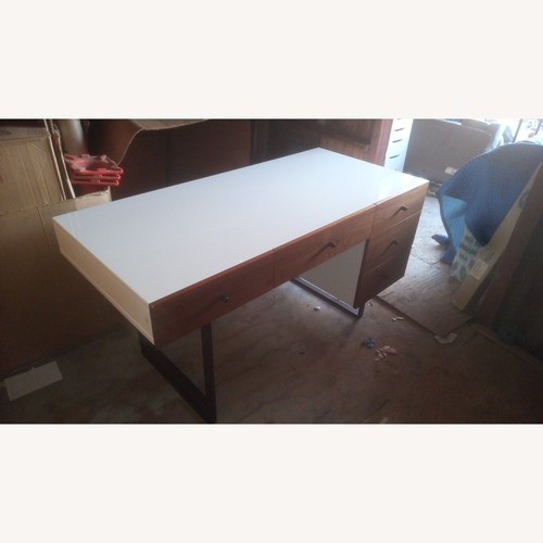 Used Four Hands Barton Tucker Desk White Lacquer Walnut for sale on AptDeco