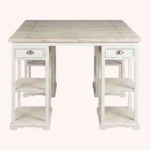 Used Coleman White and Grey Wood Kitchen Island Table for sale on AptDeco