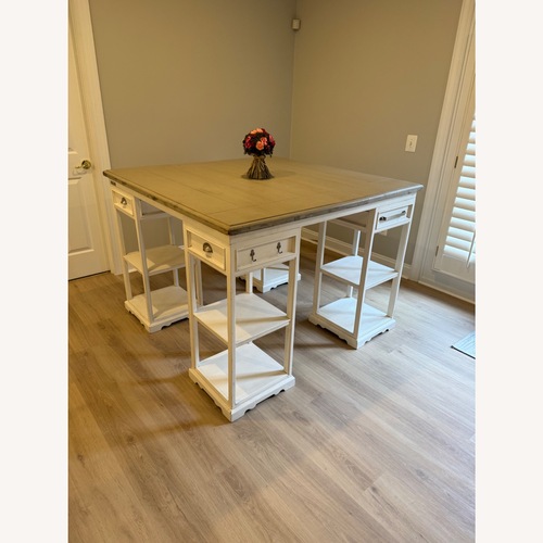 Used Coleman White and Grey Wood Kitchen Island Table for sale on AptDeco