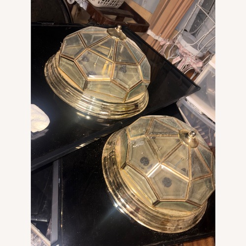 Used MCM 8 Sided Glass Brass Ceiling Lights for sale on AptDeco