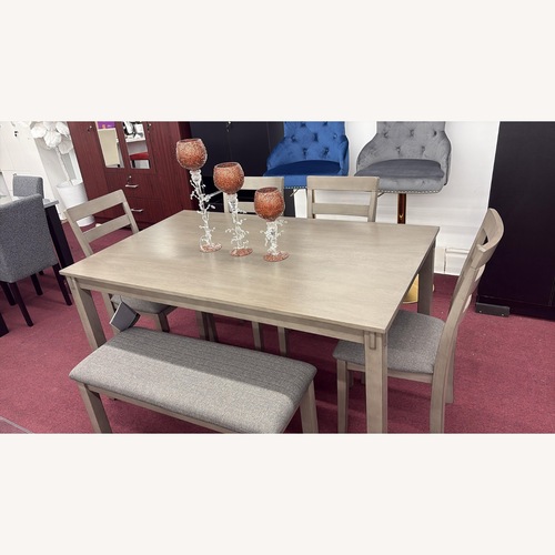Used CalModa Light Gray Wood Dining Set for sale on AptDeco