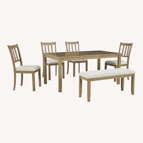 Used CalModa Light Gray Wood Dining Set for sale on AptDeco