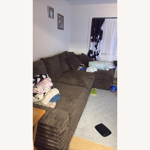 Used Dark Brown Cotton 2 Piece Sectional for sale on AptDeco