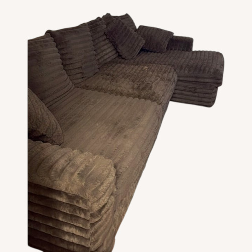 Used Dark Brown Cotton 2 Piece Sectional for sale on AptDeco