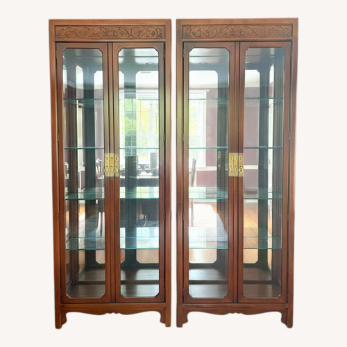 Used Henredon Dark Brown Folio 16 Series Curio Cabinets for sale on AptDeco