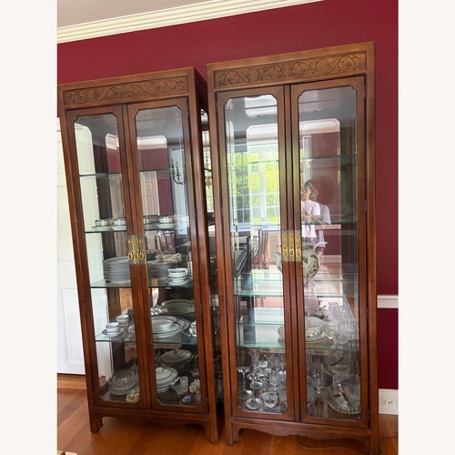 Used Henredon Dark Brown Folio 16 Series Curio Cabinets for sale on AptDeco