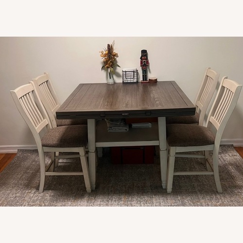 Used Ashley Furniture Bolanburg Light Gray Wood Dining Set for sale on AptDeco