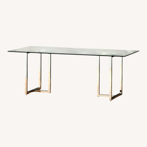 Used CB2 Silverado Chrome Glass Dining Table for sale on AptDeco