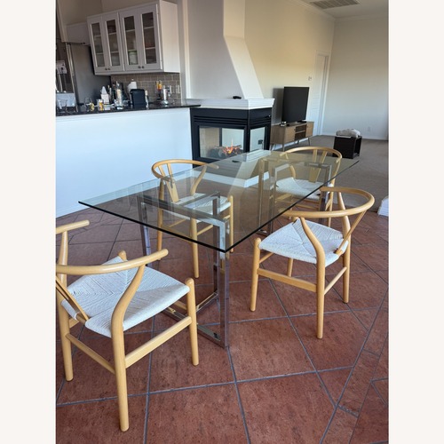 Used CB2 Silverado Chrome Glass Dining Table for sale on AptDeco
