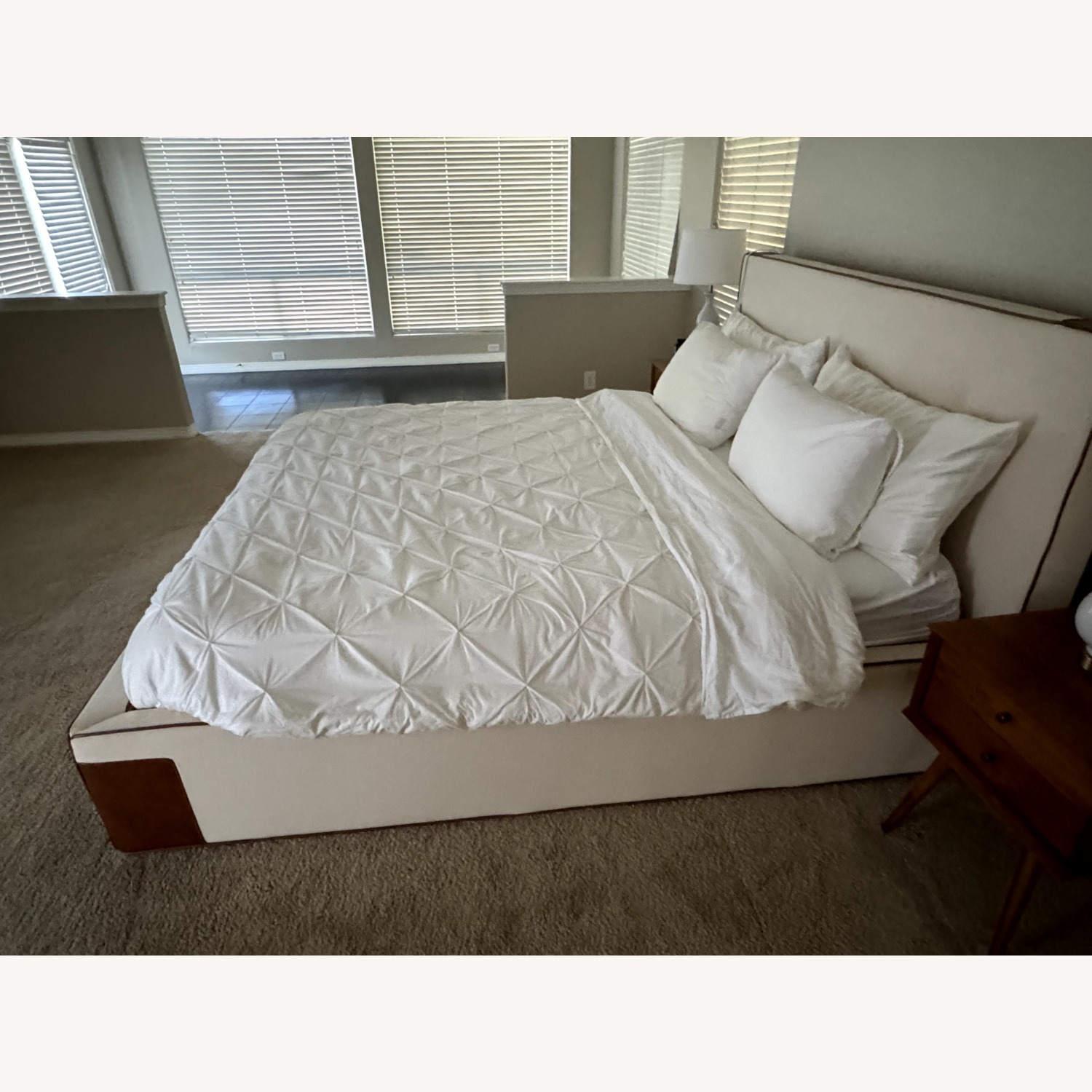 CB2 Tailor Ivory Linen and Leather King Bed - image-2