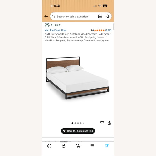 Used ZINUS Full Size Platform Bed Frame for sale on AptDeco
