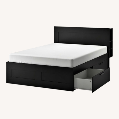 Used IKEA BRIMNES Dark Brown Wood Full Bed for sale on AptDeco
