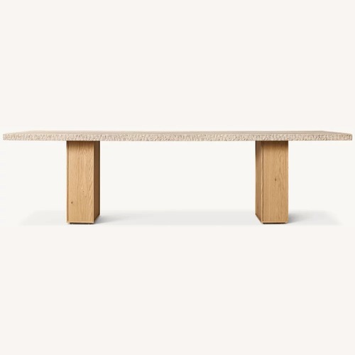 Used Restoration Hardware Lumi Dining Table 72" | Light Oak | Travertine for sale on AptDeco