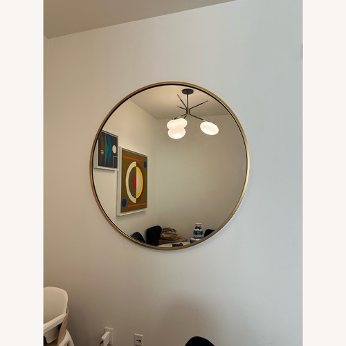 Used West Elm Gold Metal Frame Round Wall Mirror 48" for sale on AptDeco