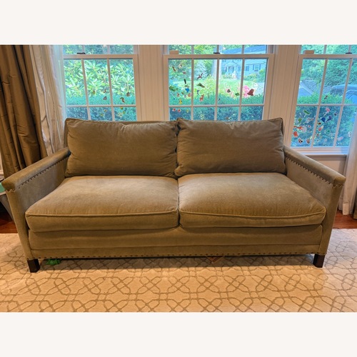 Used Lee Industries Green Velvet Loveseat for sale on AptDeco