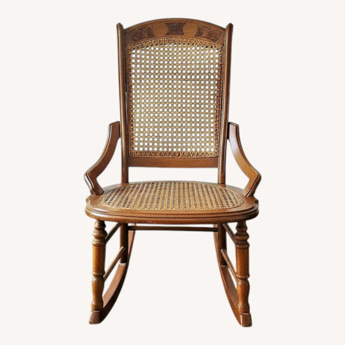 Used Victorian Walnut and Cane Seat Rocking Chair for sale on AptDeco