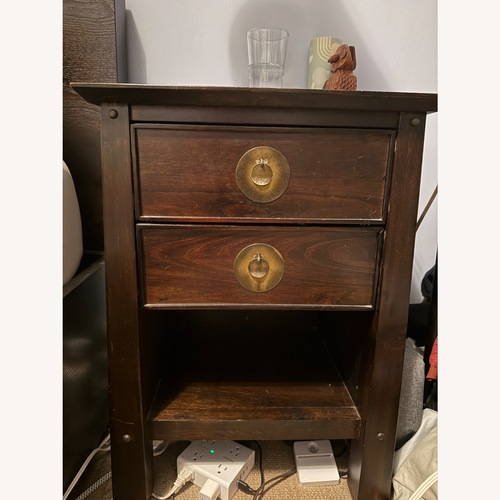 Used Pier 1 Imports Shanghai Dark Brown Wood Nightstand for sale on AptDeco