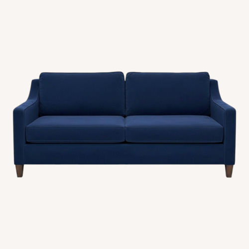 Used West Elm Paidge Blue Velvet 3+ Seater Sofa for sale on AptDeco