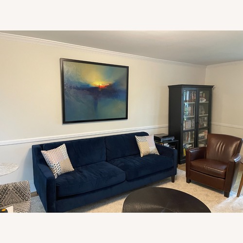 Used West Elm Paidge Blue Velvet 3+ Seater Sofa for sale on AptDeco