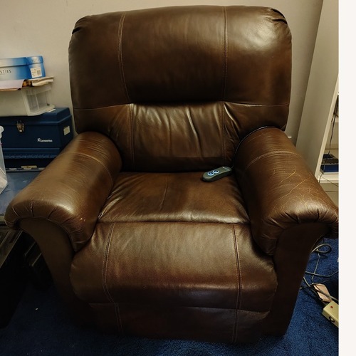 Used Dark Brown Leather Recliner for sale on AptDeco