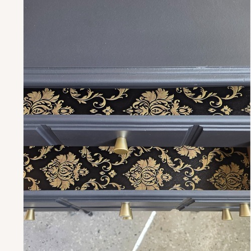 Used Matte Black Warm Walnut-toned Base Tall Dresser for sale on AptDeco