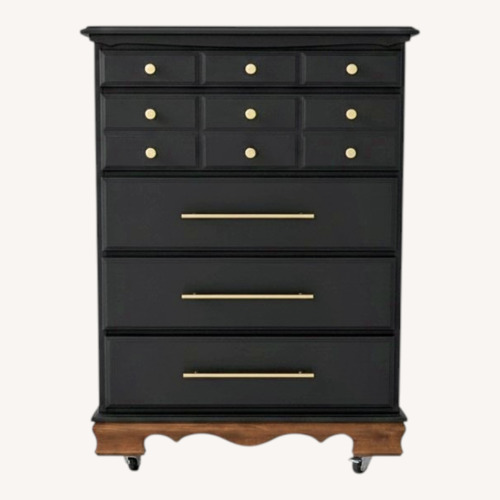 Used Matte Black Warm Walnut-toned Base Tall Dresser for sale on AptDeco