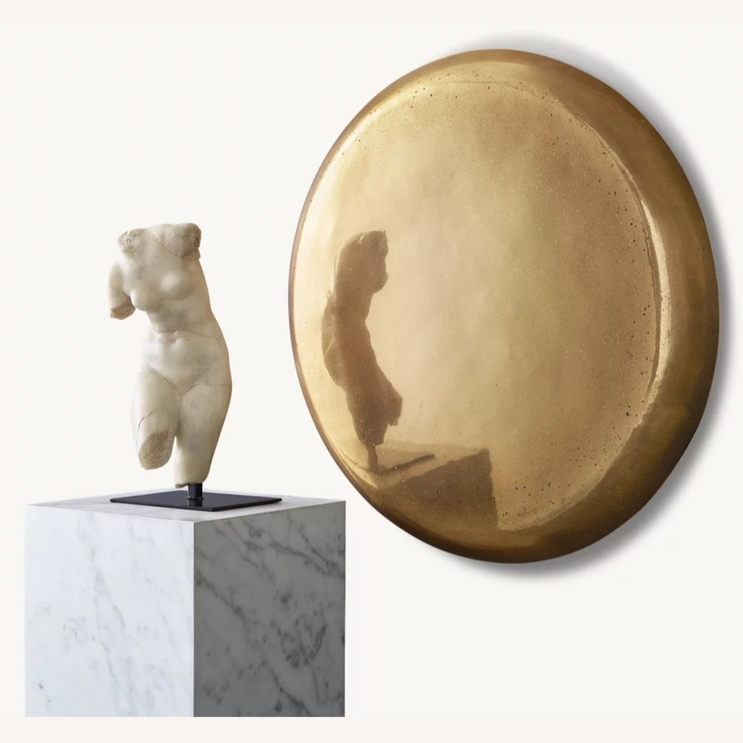 Restoration Hardware Nuvola Antiqued Round Mirror 48"  - image-2
