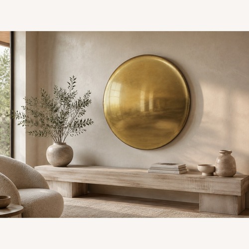 Used Restoration Hardware Nuvola Antiqued Round Mirror 48"  for sale on AptDeco
