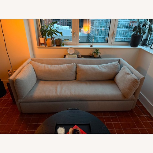 Used West Elm Shelter Gray Twill 3 Seater Sofa + Queen Sleeper for sale on AptDeco