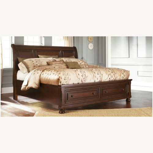 Used Ashley Porter Sleigh Storage Drawers Bed for sale on AptDeco