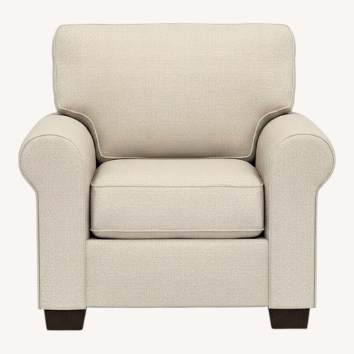 Used Pottery Barn Buchanan Light Brown Fabric Armchair for sale on AptDeco