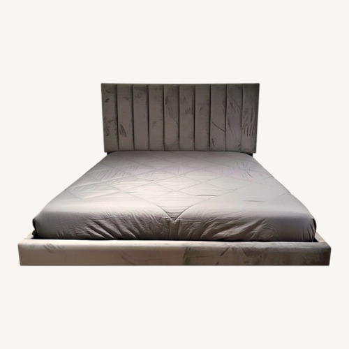 Used Light Gray Suede Headboard for sale on AptDeco