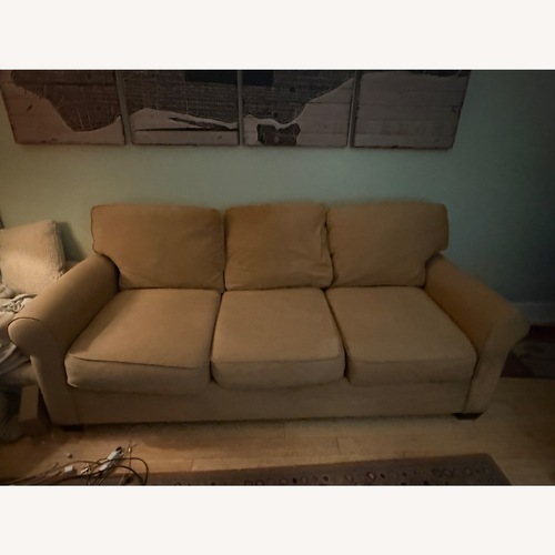 Used Pottery Barn Light Brown Fabric 3+ Seater Sofa for sale on AptDeco