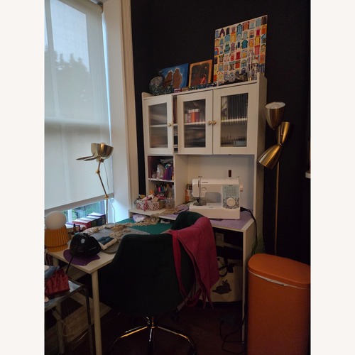Used Computer Desk With Glass Door For Home Office  for sale on AptDeco