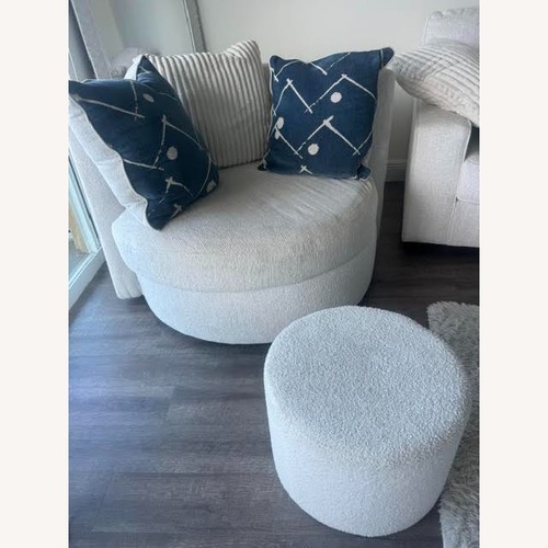 Used Ashley Furniture Padova White Fabric Armchair for sale on AptDeco