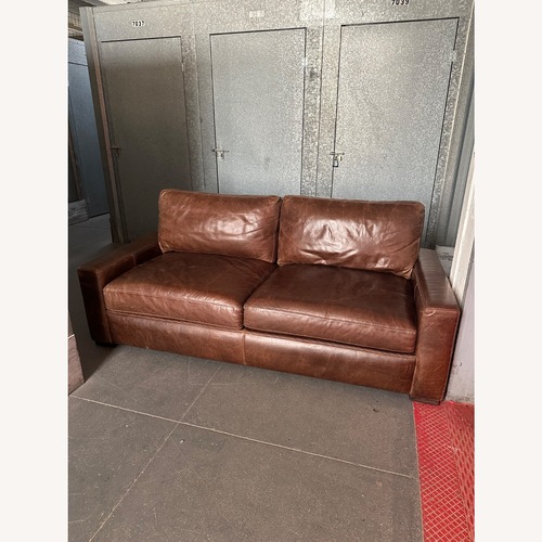 Used Restoration Hardware Maxwell Leather 2-Cushion Sofa for sale on AptDeco