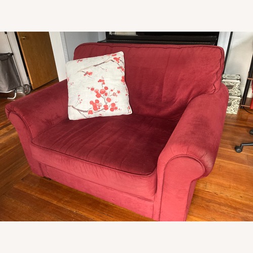 Used Jordan's Furniture Red Fabric Loveseat for sale on AptDeco