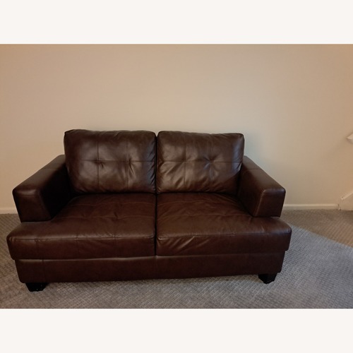 Used Contemporary Faux Leather Couch for sale on AptDeco