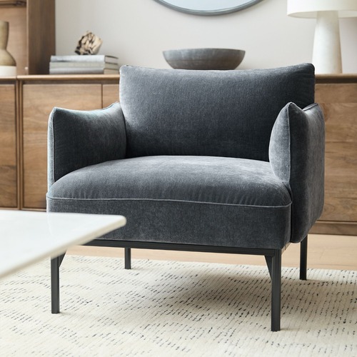Used West Elm Blue Fabric Armchair for sale on AptDeco