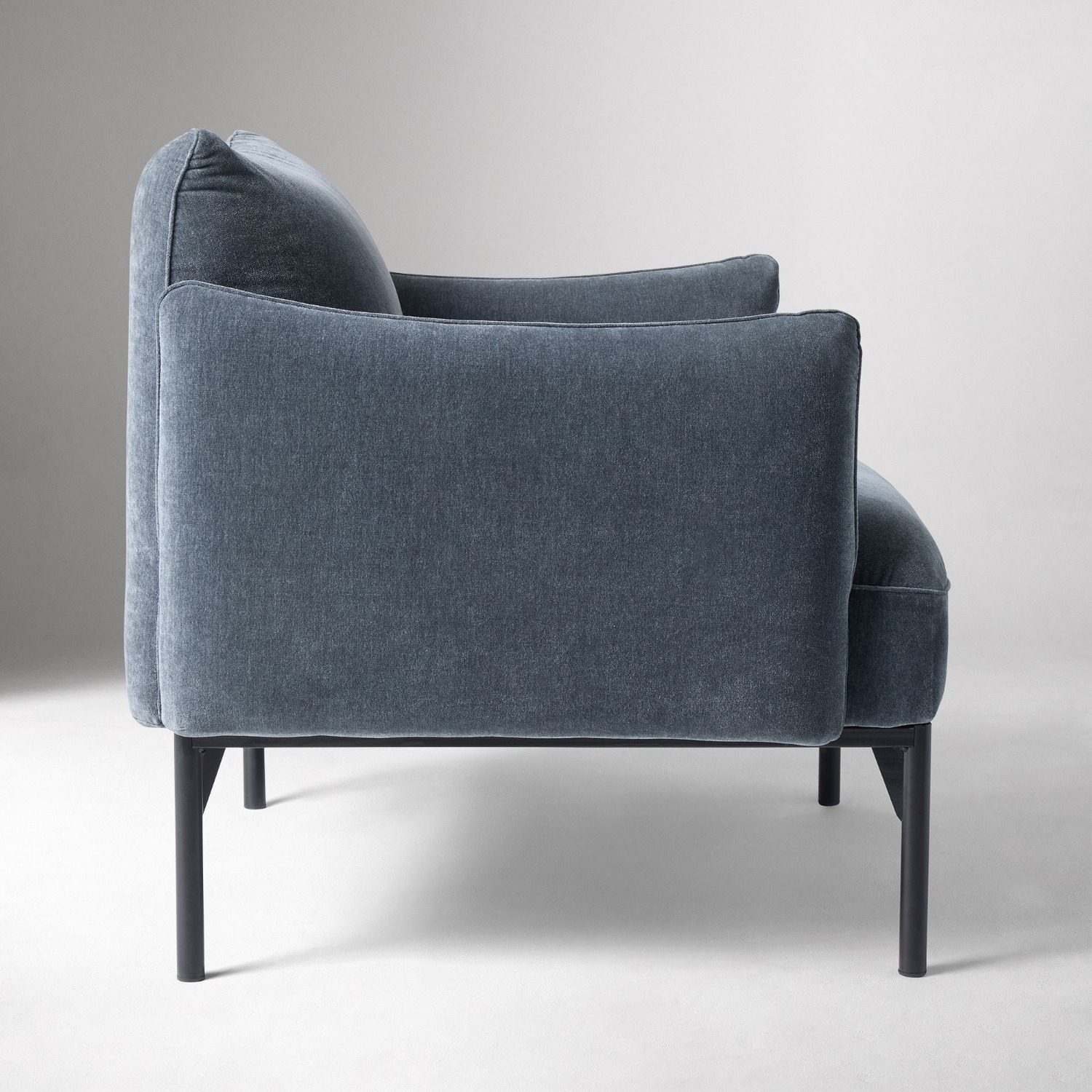 West Elm Blue Fabric Armchair - image-2