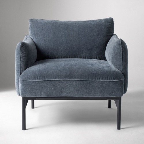 Used West Elm Blue Fabric Armchair for sale on AptDeco