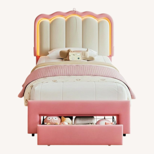 Used LED Bed Frame With Drawer & Adjustable Headboard for sale on AptDeco