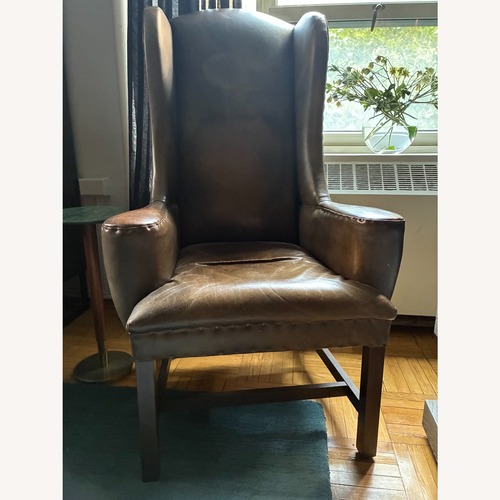 Used Belfort Wingback Leather Chair for sale on AptDeco