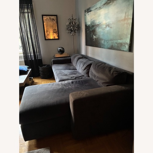 Used West Elm Dark Gray Velvet 3+ Piece Sectional for sale on AptDeco